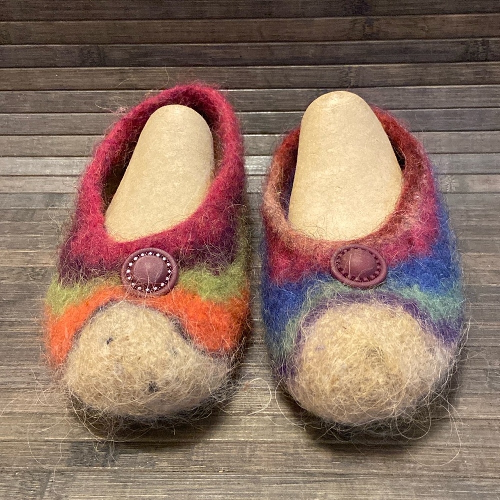 Handfelted Wool Slippers Earth-tone Colorway Approximate Size 8-9US